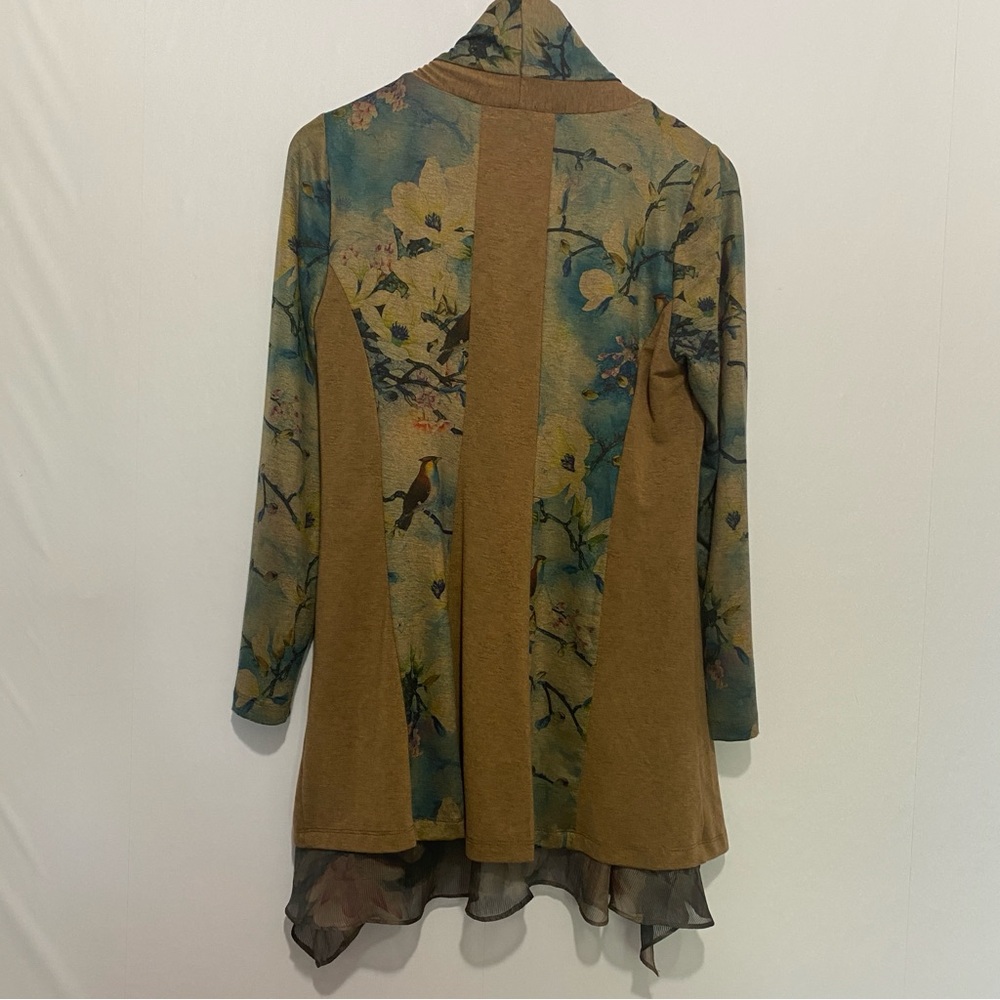 Soft Surroundings Floral Tea Garden Bird/Floral Topper Open Cardigan Jacket SP - Picture 5 of 6